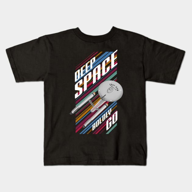 Boldly go into space Kids T-Shirt by BrokenSpirit